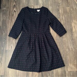 Kling Navy and Red Circle Fit Flare Dress